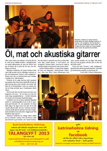 Konsert i mitt vardagsrum, Katrineholms Tidning 2013