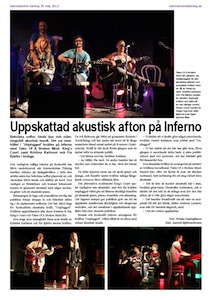 Akustisk afton på Inferno, Katrineholms Tidning 2013